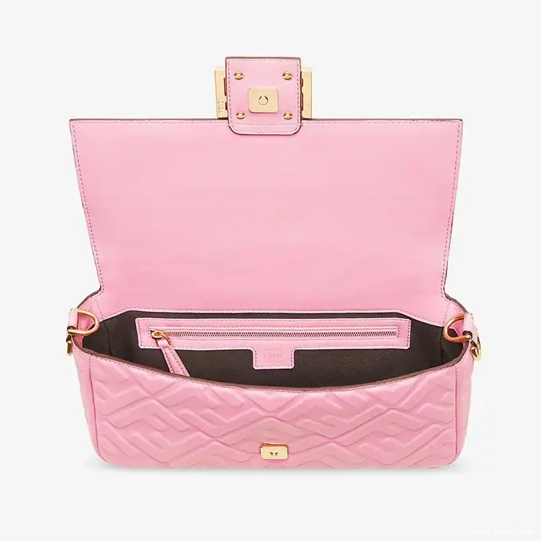 Cheap Baguette Nappa Motif FF Leather In Medium Fendi Bag Pink 0623